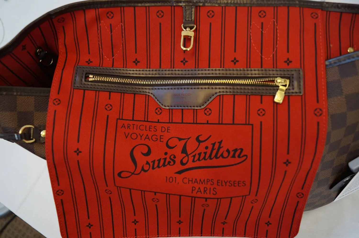 LOUIS VUITTON Damier Ebene Neverfull GM Tote Bag