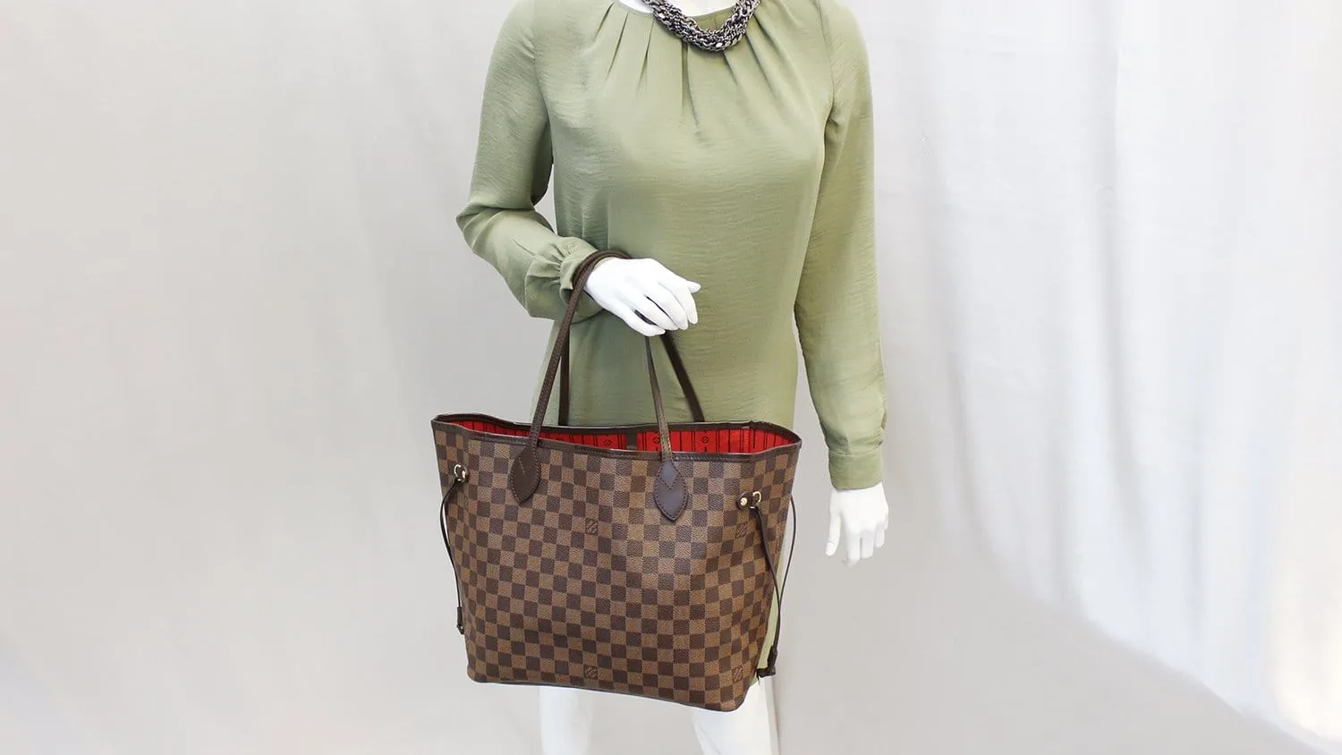LOUIS VUITTON Damier Ebene Neverfull MM Tote Bag