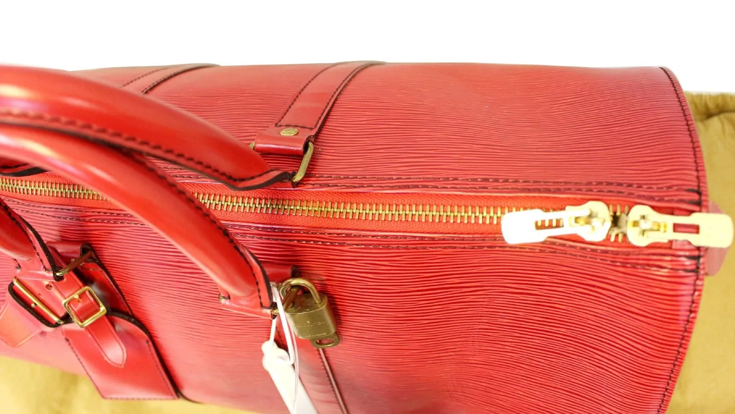 LOUIS VUITTON Epi Leather Red Keepall 45 Boston Bag