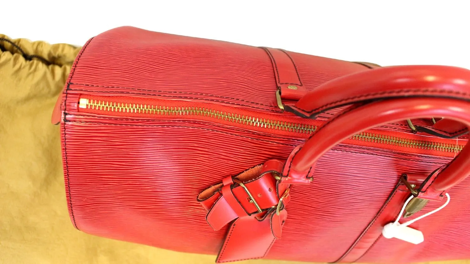 LOUIS VUITTON Epi Leather Red Keepall 45 Boston Bag