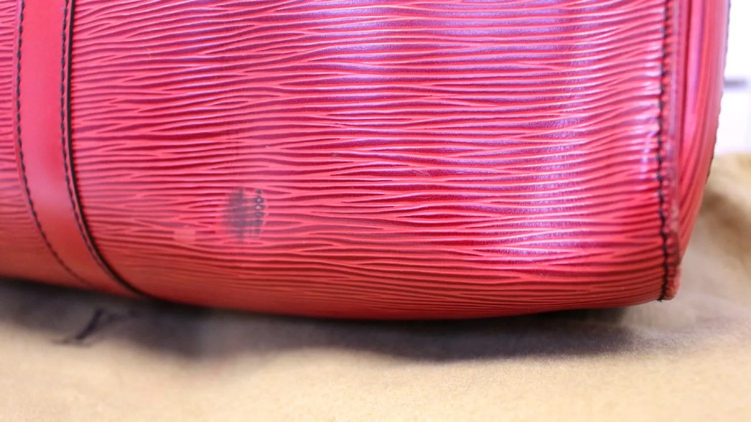 LOUIS VUITTON Epi Leather Red Keepall 45 Boston Bag