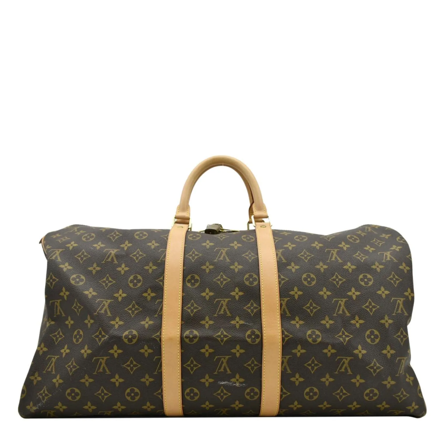 LOUIS VUITTON Keepall 55  Monogram Canvas Travel Bag Brown