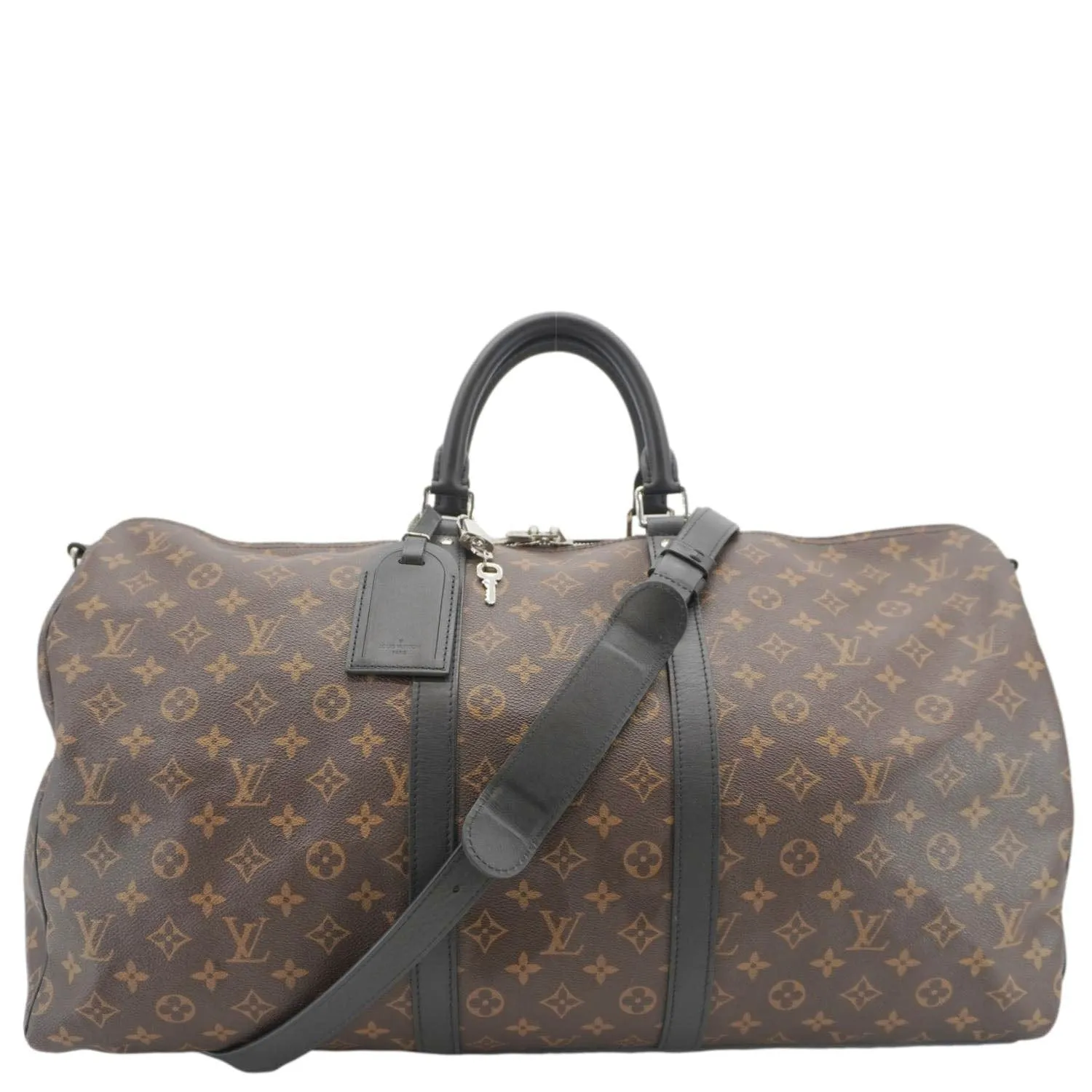 LOUIS VUITTON Keepall Bandouliere 55 Monogram Canvas Travel Bag Brown