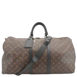 LOUIS VUITTON Keepall Bandouliere 55 Monogram Canvas Travel Bag Brown
