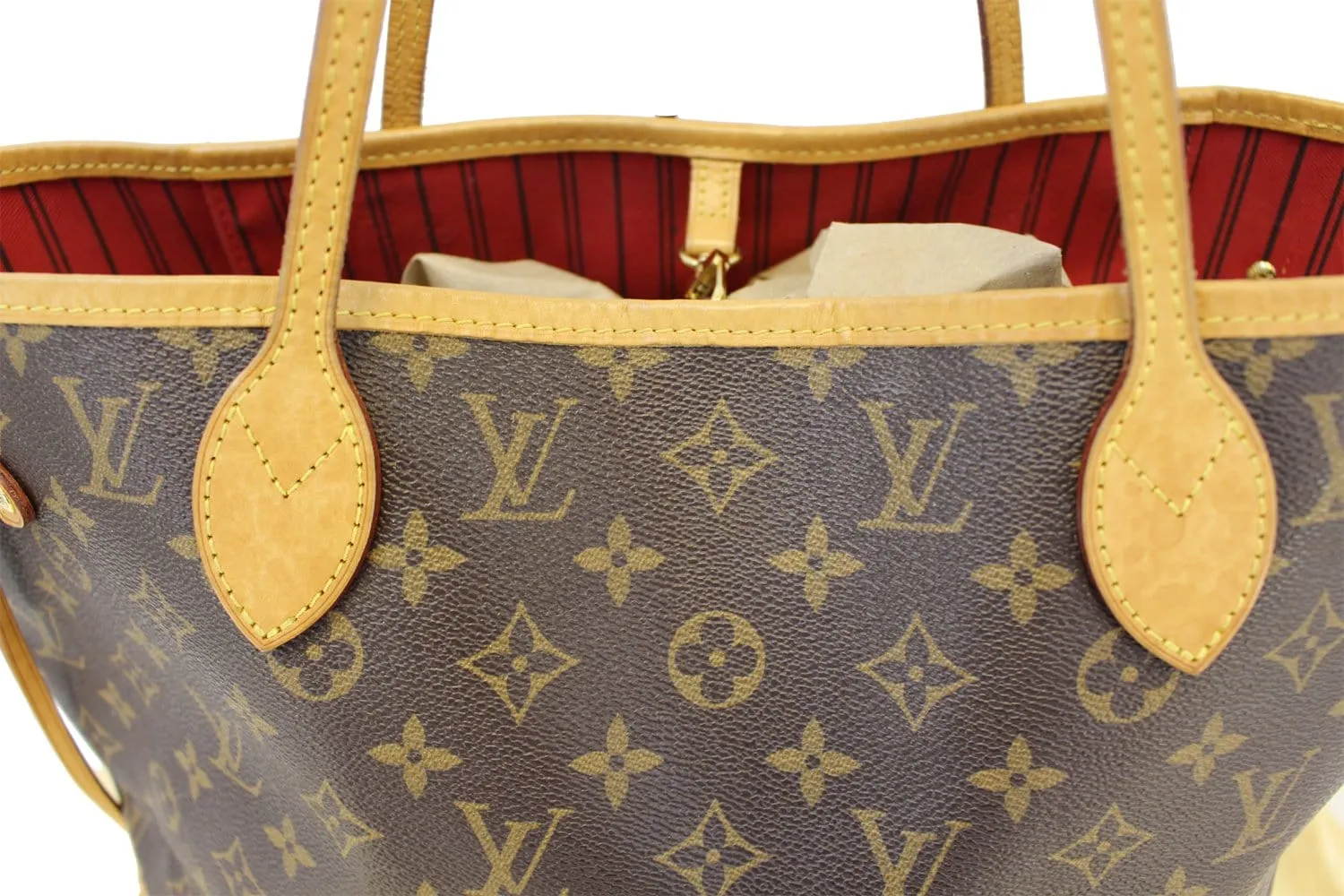 LOUIS VUITTON Monogram Canvas Red Neverfull MM Tote Bag
