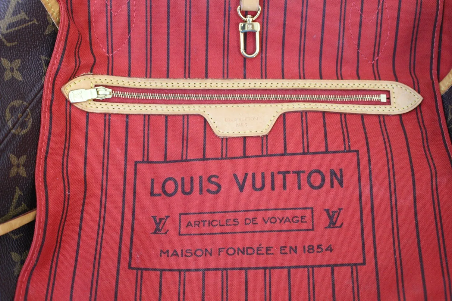 LOUIS VUITTON Monogram Canvas Red Neverfull MM Tote Bag