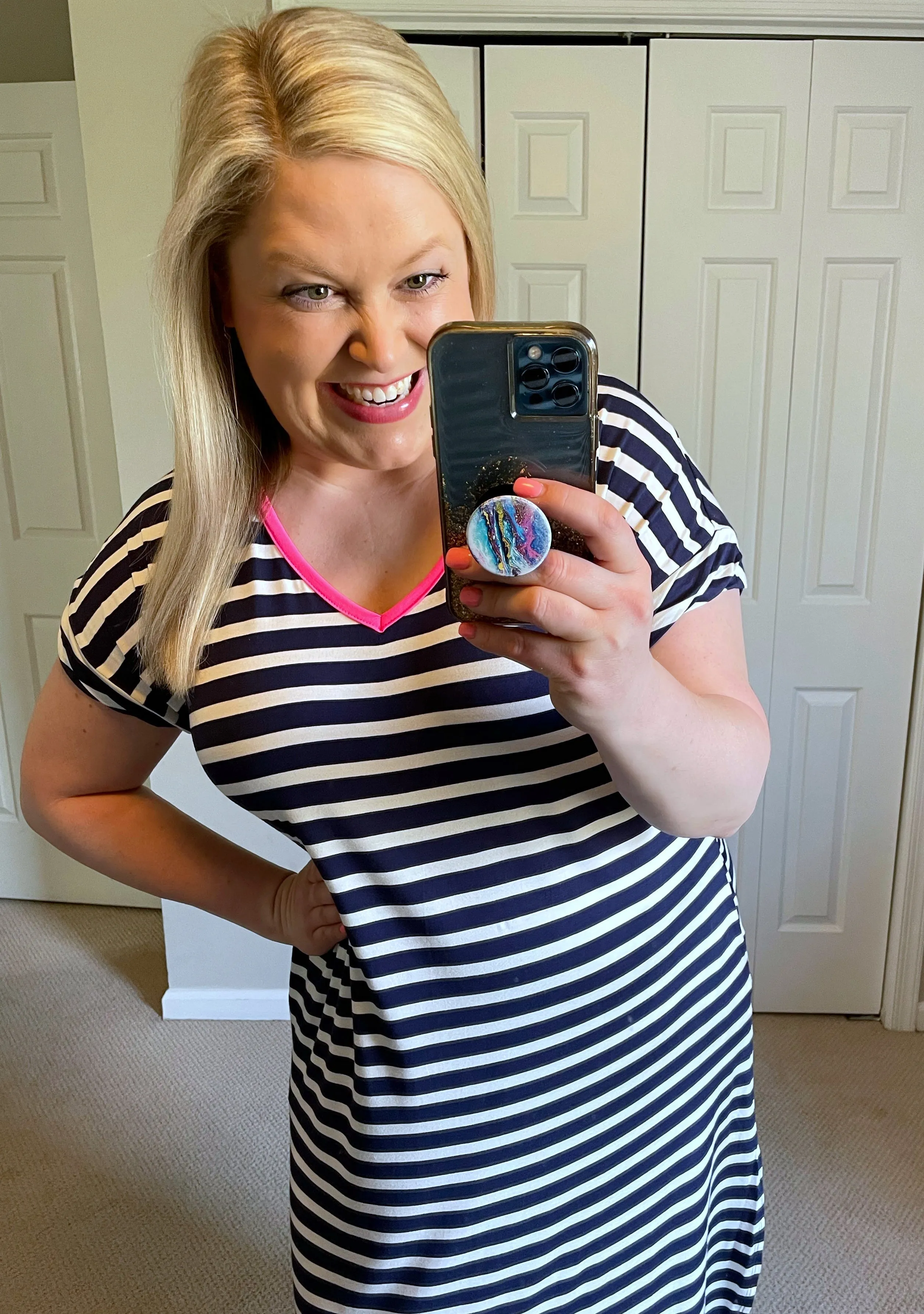 Madeline Striped Maxi Dress in Navy