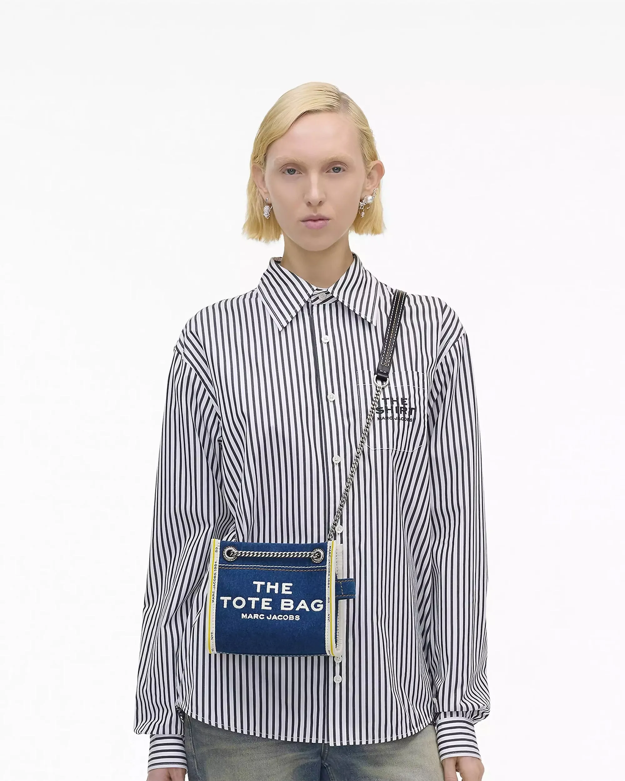 Marc Jacobs The Denim Chain Crossbody Tote Bag Dark Wash