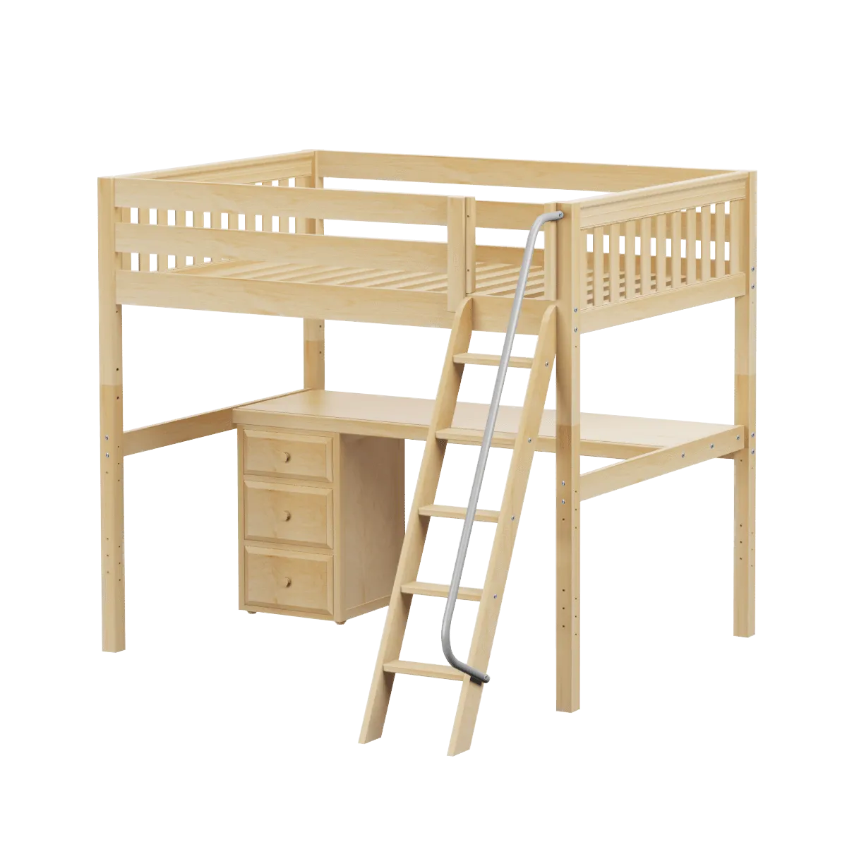 Maxtrix Full High Loft Bed with Angled Ladder   Desk