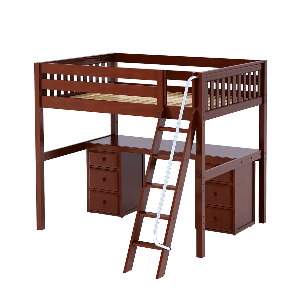 Maxtrix Full High Loft Bed with Angled Ladder   Desk
