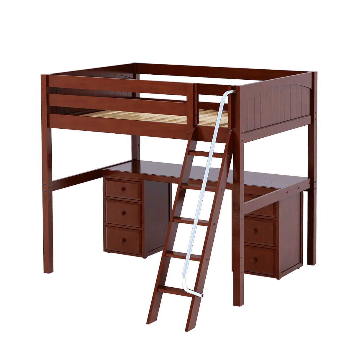 Maxtrix Full High Loft Bed with Angled Ladder   Desk