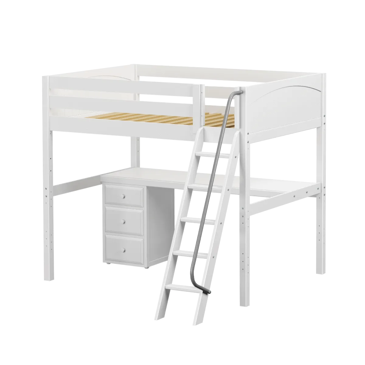 Maxtrix Full High Loft Bed with Angled Ladder   Desk