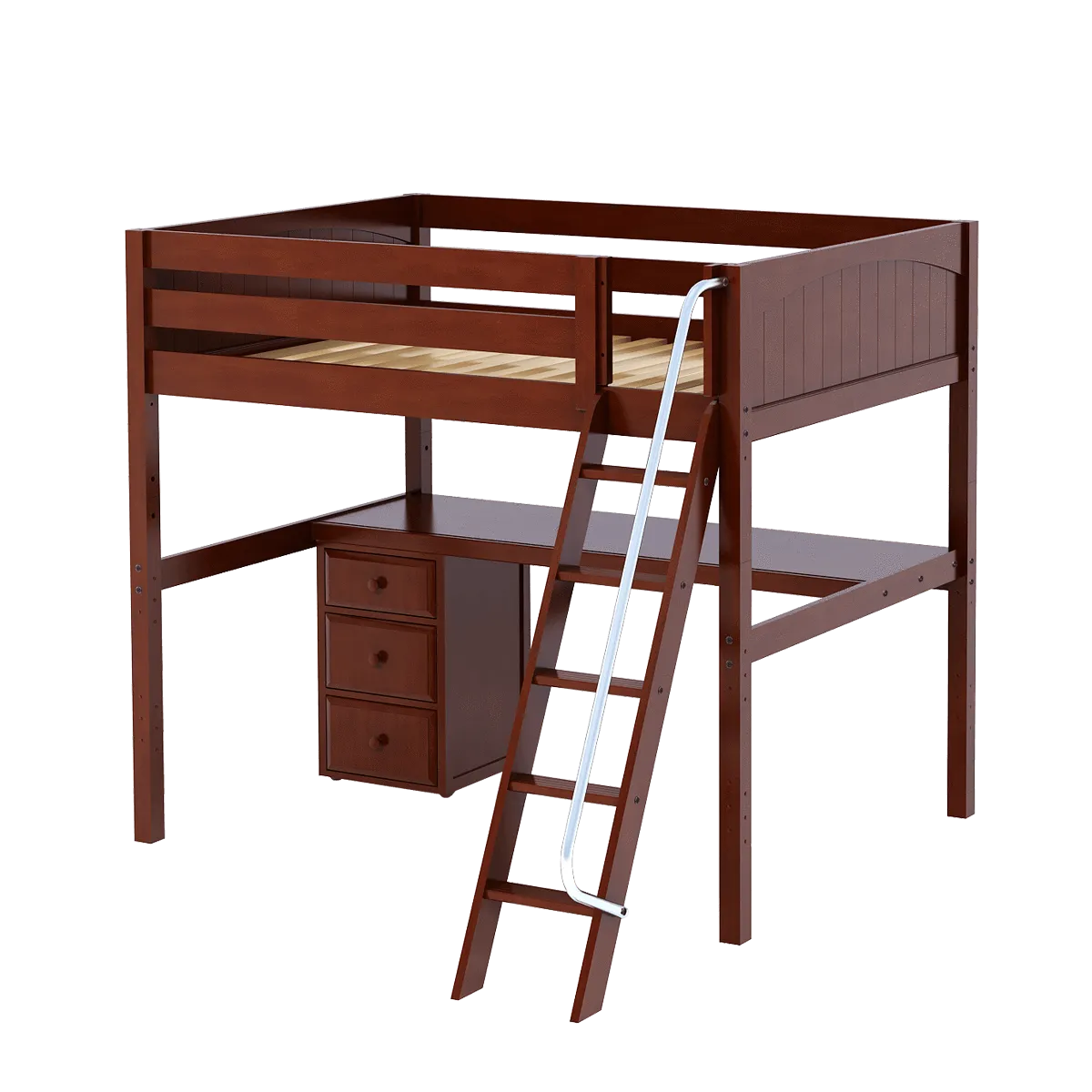 Maxtrix Full High Loft Bed with Angled Ladder   Desk