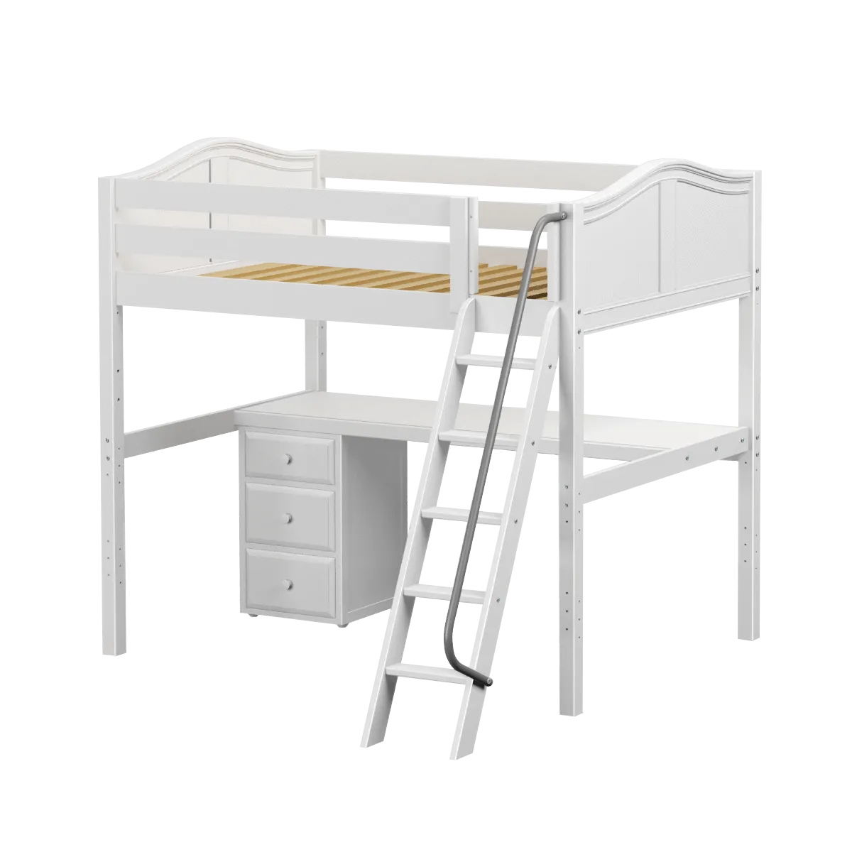 Maxtrix Full High Loft Bed with Angled Ladder   Desk