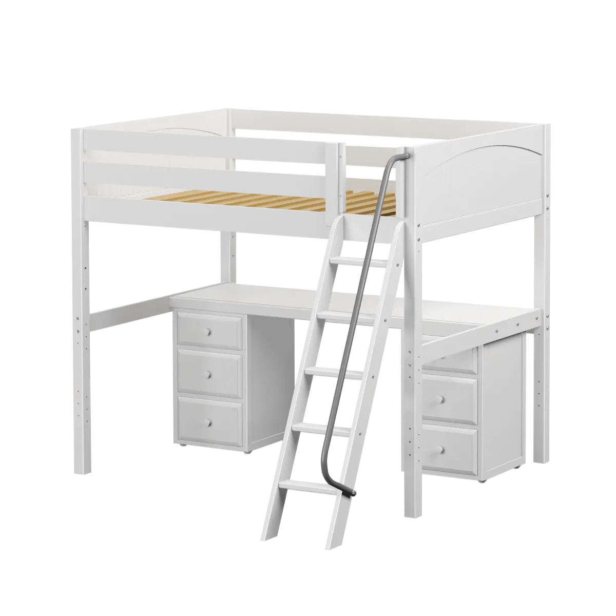 Maxtrix Full High Loft Bed with Angled Ladder   Desk