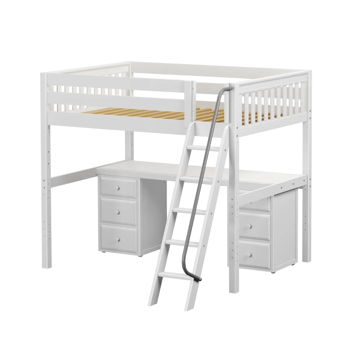 Maxtrix Full High Loft Bed with Angled Ladder   Desk