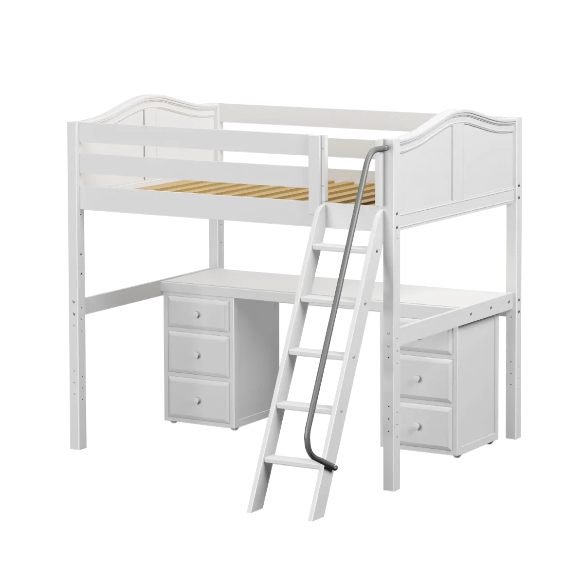 Maxtrix Full High Loft Bed with Angled Ladder   Desk