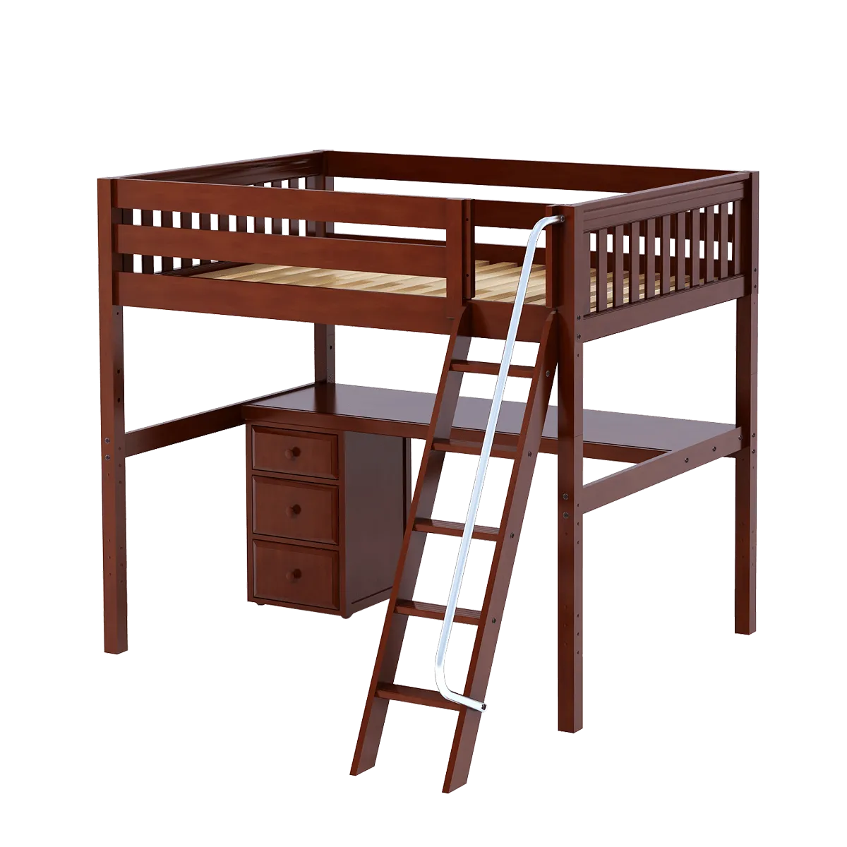 Maxtrix Full High Loft Bed with Angled Ladder   Desk