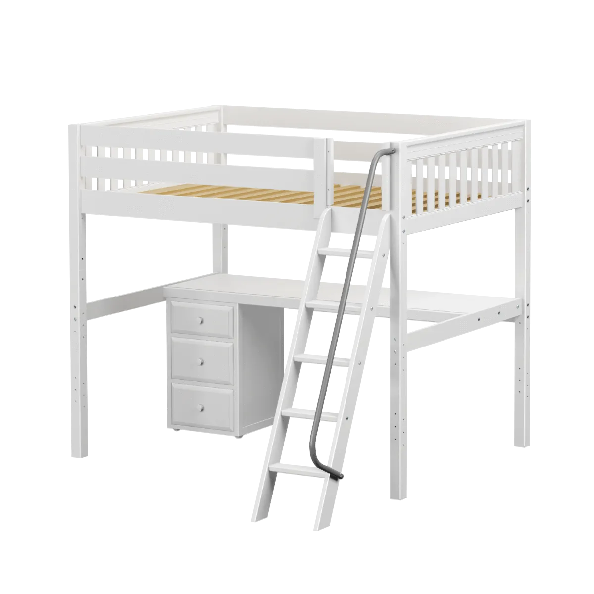 Maxtrix Full High Loft Bed with Angled Ladder   Desk