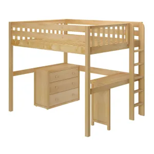 Maxtrix Full XL High Loft Bed with Straight Ladder on End, Corner Desk and Dresser