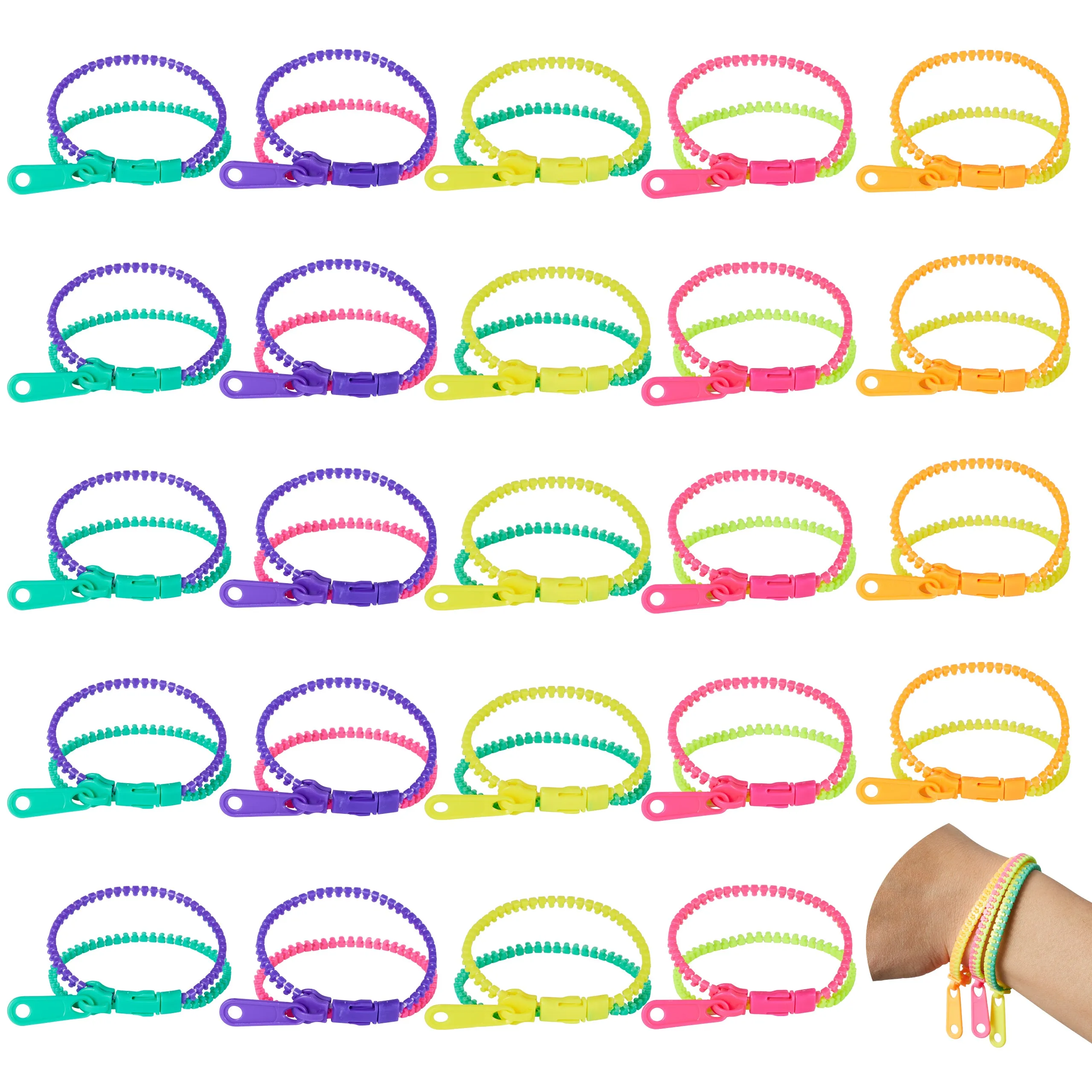Multi-Coloured Zipper Bracelets