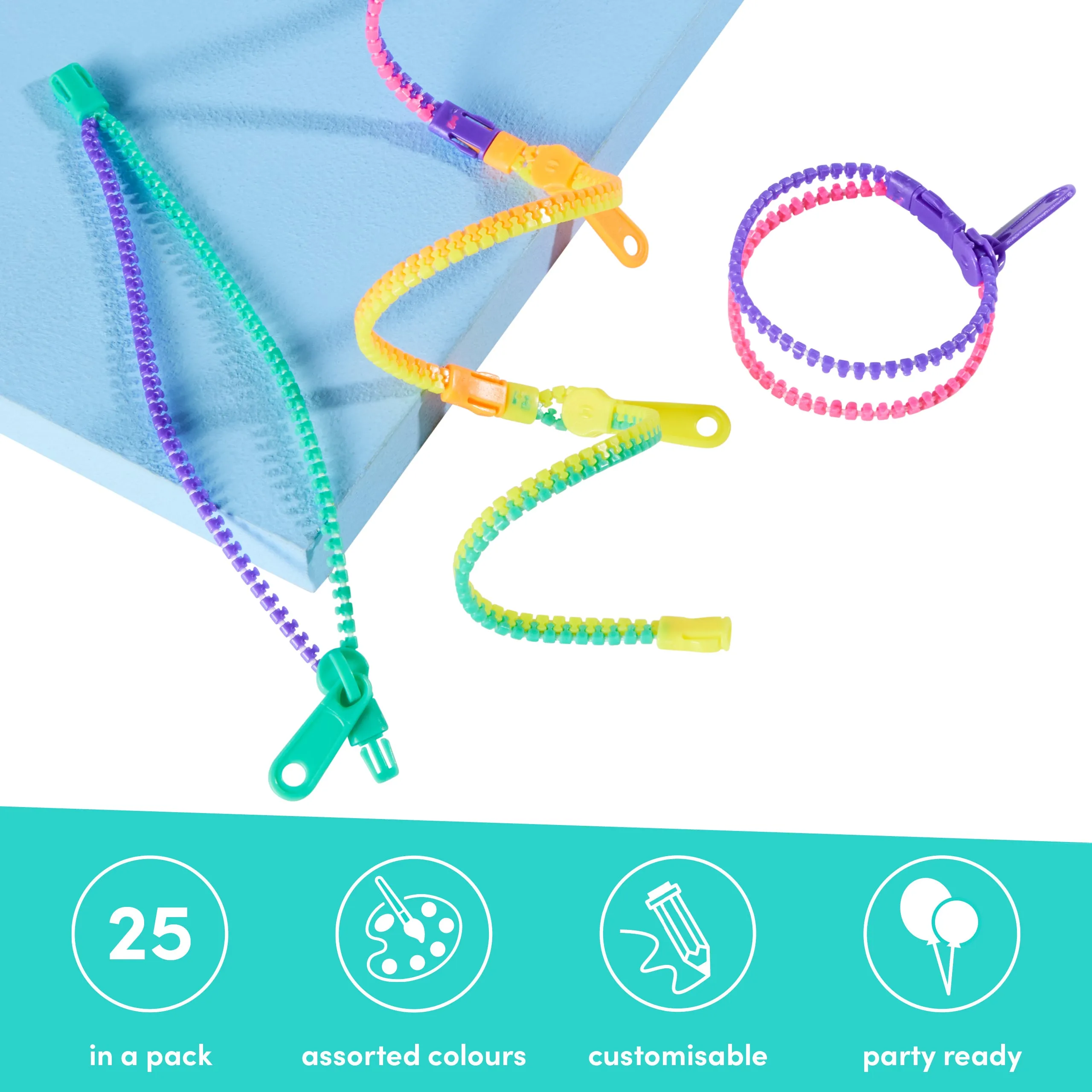 Multi-Coloured Zipper Bracelets