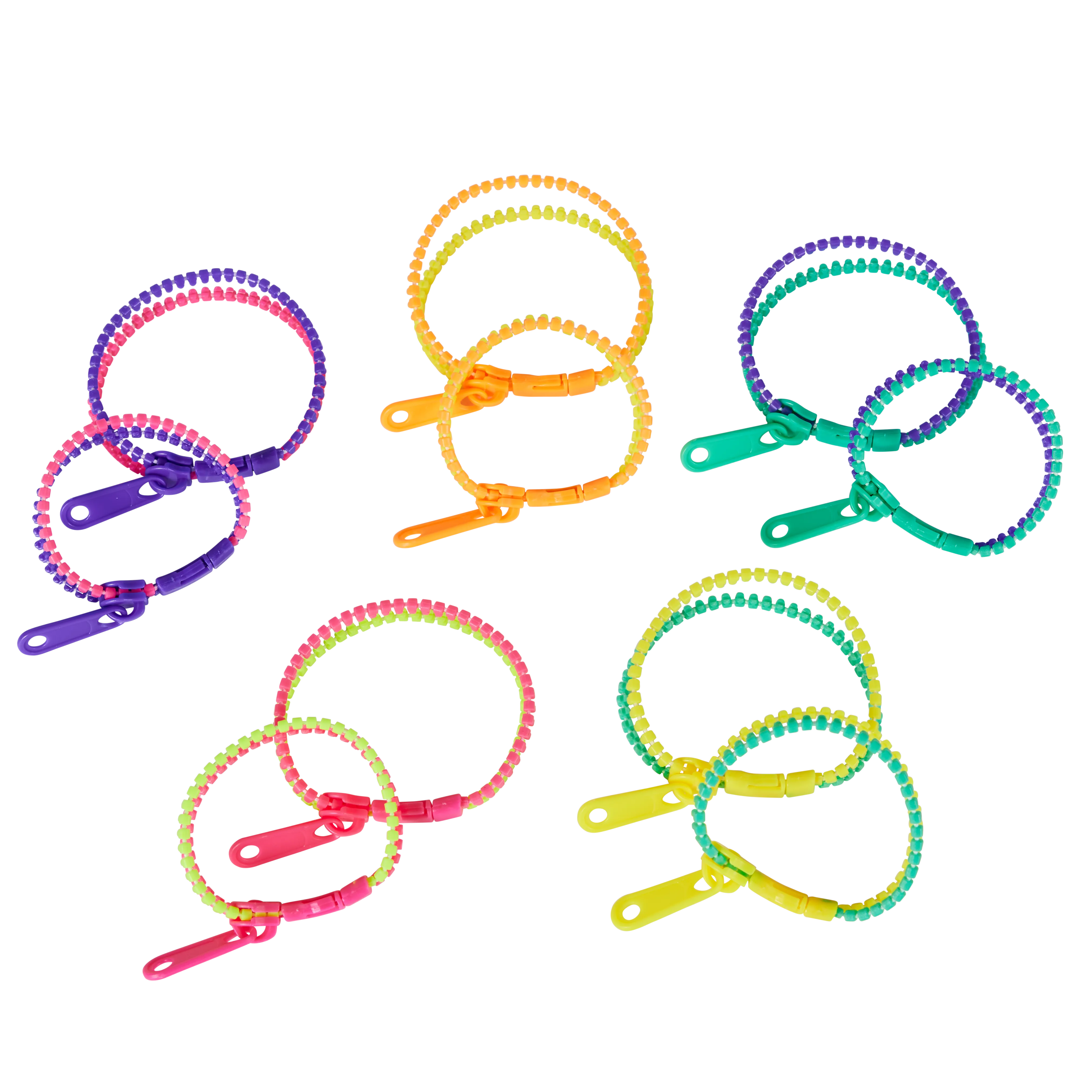 Multi-Coloured Zipper Bracelets