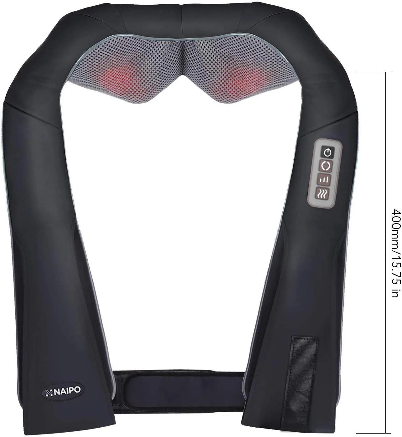 Naipo Back Neck and Shoulder Massager Shiatsu with Heat and 3D Deep Tissue Kneading for Anytime Anywhere Use (Cordless & Rechargeable)