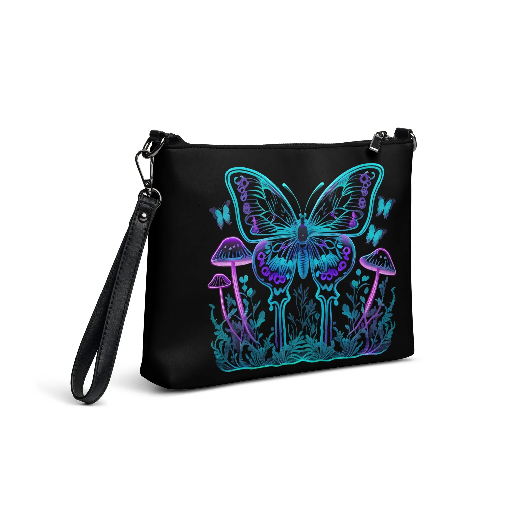 Neon Blue Butterfly Crossbody Bag