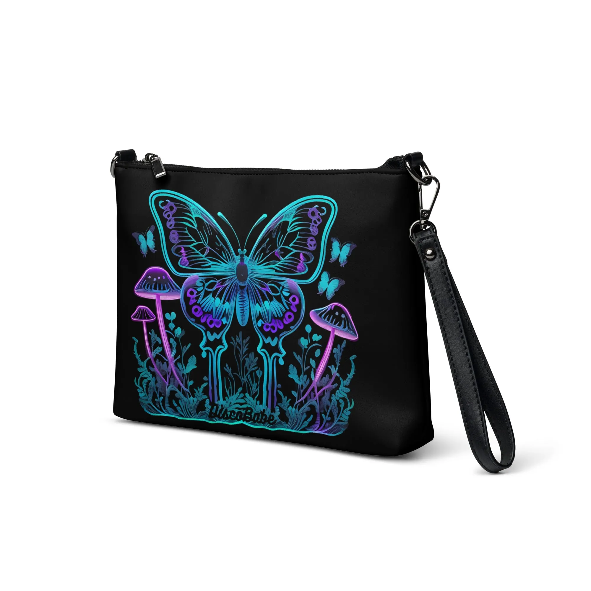 Neon Blue Butterfly Crossbody Bag