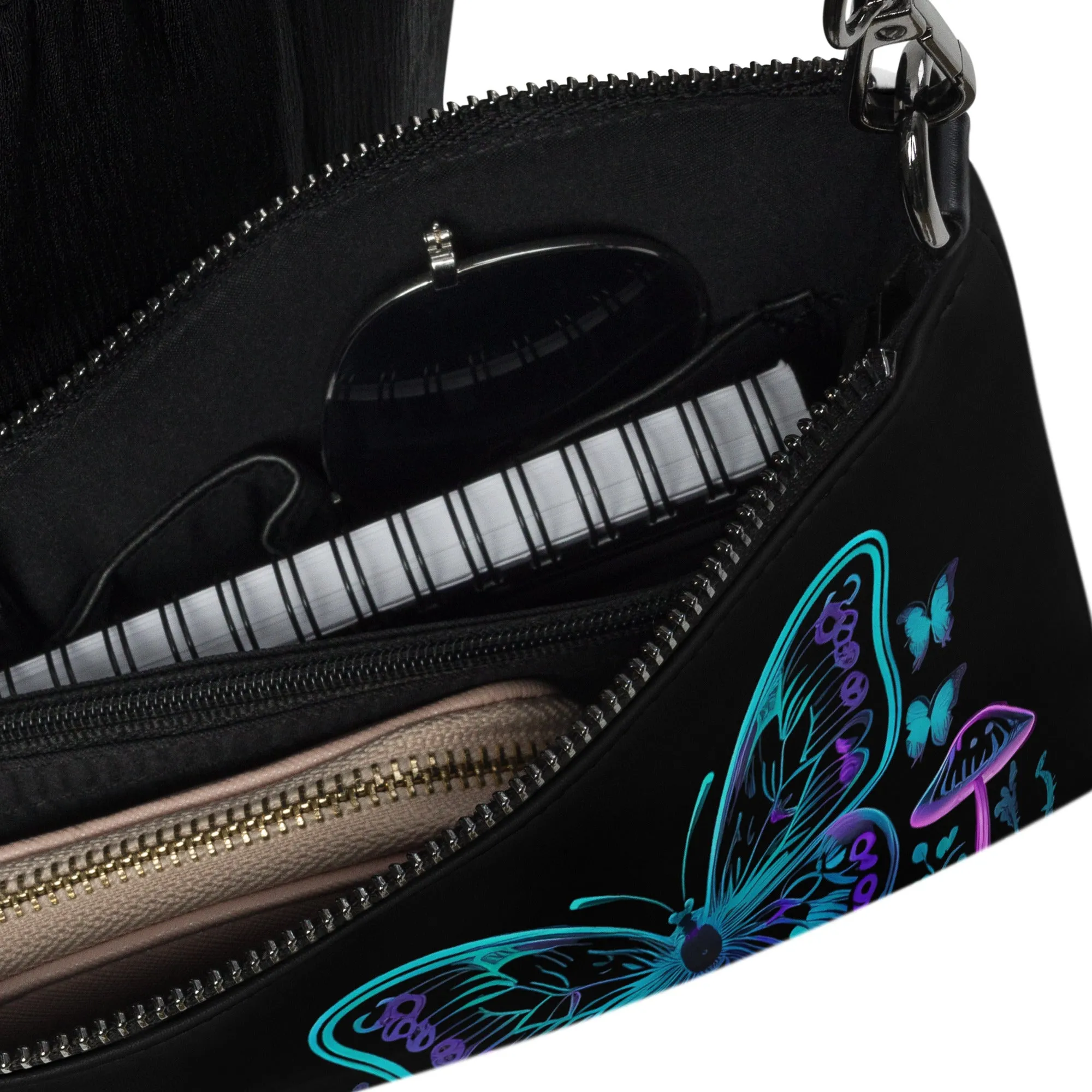 Neon Blue Butterfly Crossbody Bag