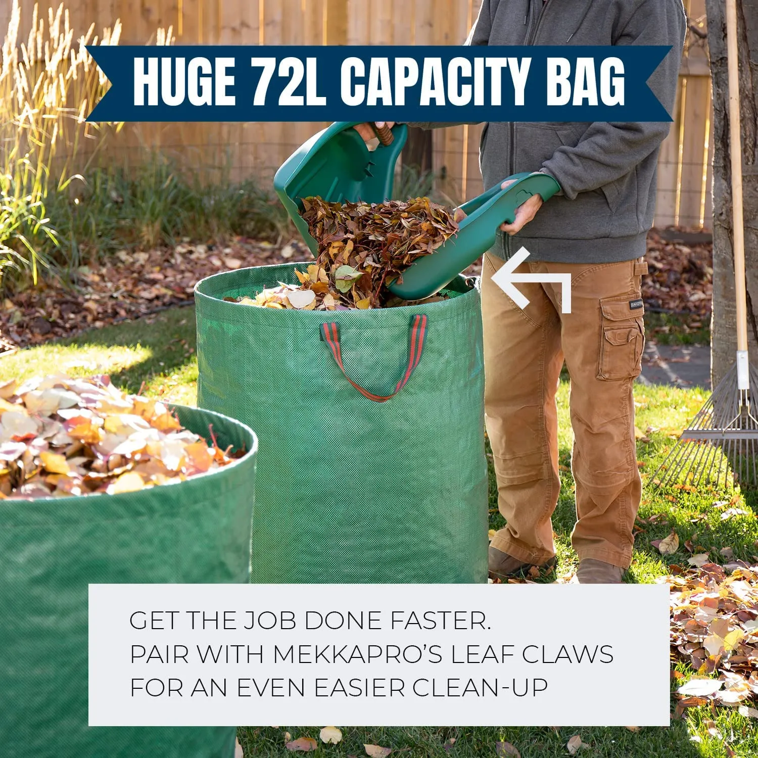 New MEKKAPRO 3-Pack 72 Gallons Garden Bag - Reusable Yard Waste Bags, Lawn Pool Garden Waste Bag, Gardening Bags, Leaf Bag Lawn Bags