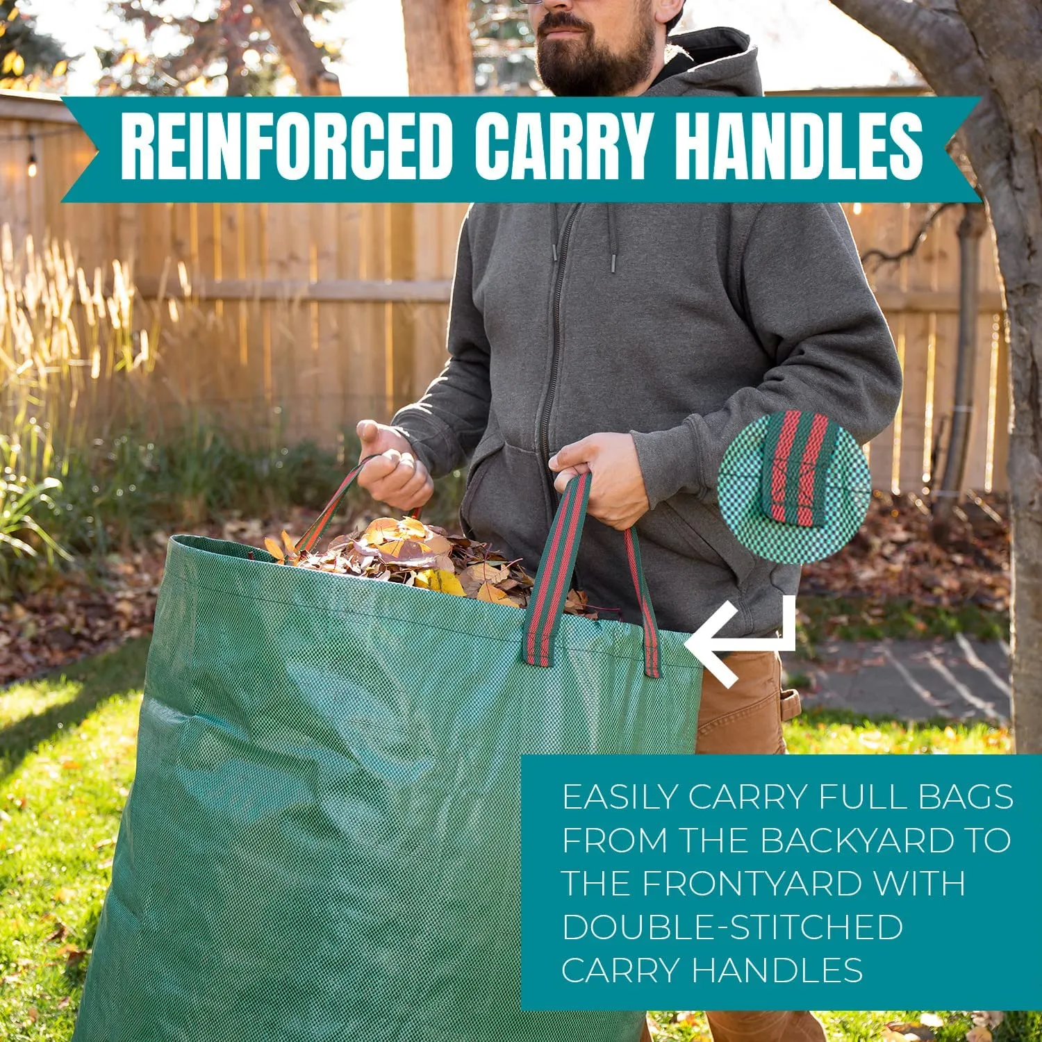 New MEKKAPRO 3-Pack 72 Gallons Garden Bag - Reusable Yard Waste Bags, Lawn Pool Garden Waste Bag, Gardening Bags, Leaf Bag Lawn Bags