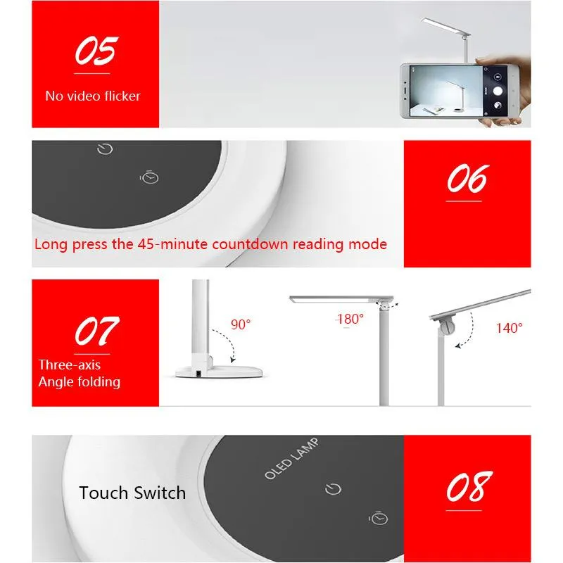 OL-PS6 Shadow Free OLED Desk Lamp with Touch Control Dimmable