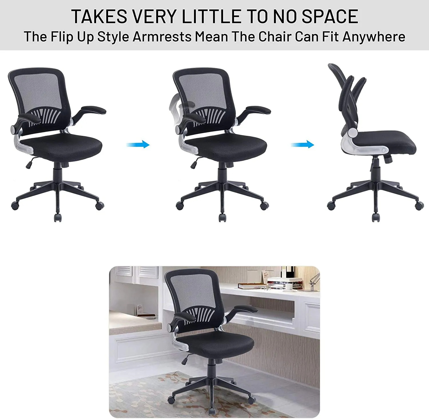 Olsen & Smith Ergonomic Mesh Office Desk Operator Chair Swivel PC Computer Office Chairs with Arms and Back Support for Home & Office Use for Adults Black