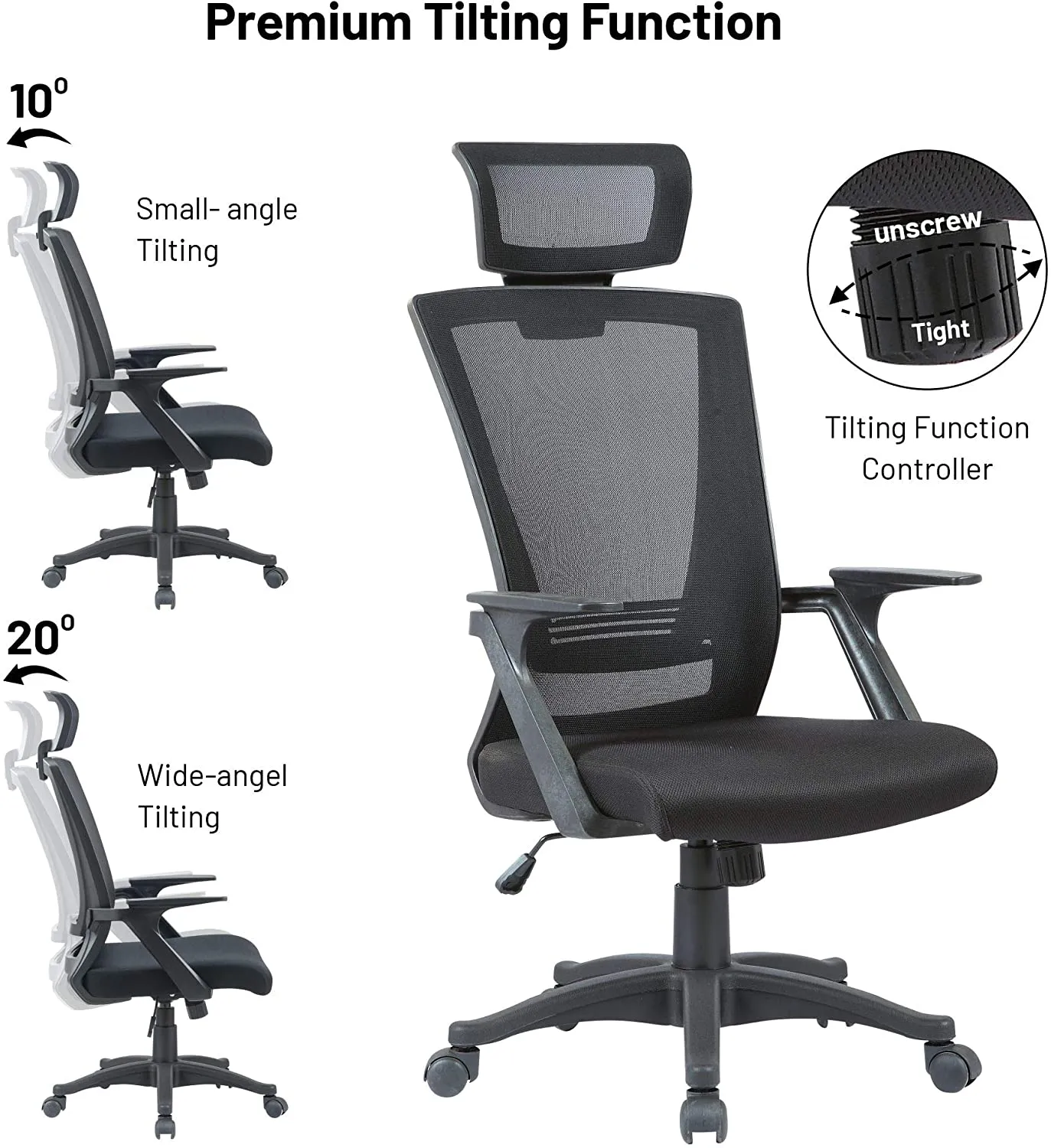 Olsen & Smith Ergonomic Mesh Office Desk Operator Chair Swivel PC Computer Office Chairs with Arms and Back Support for Home & Office Use for Adults Black