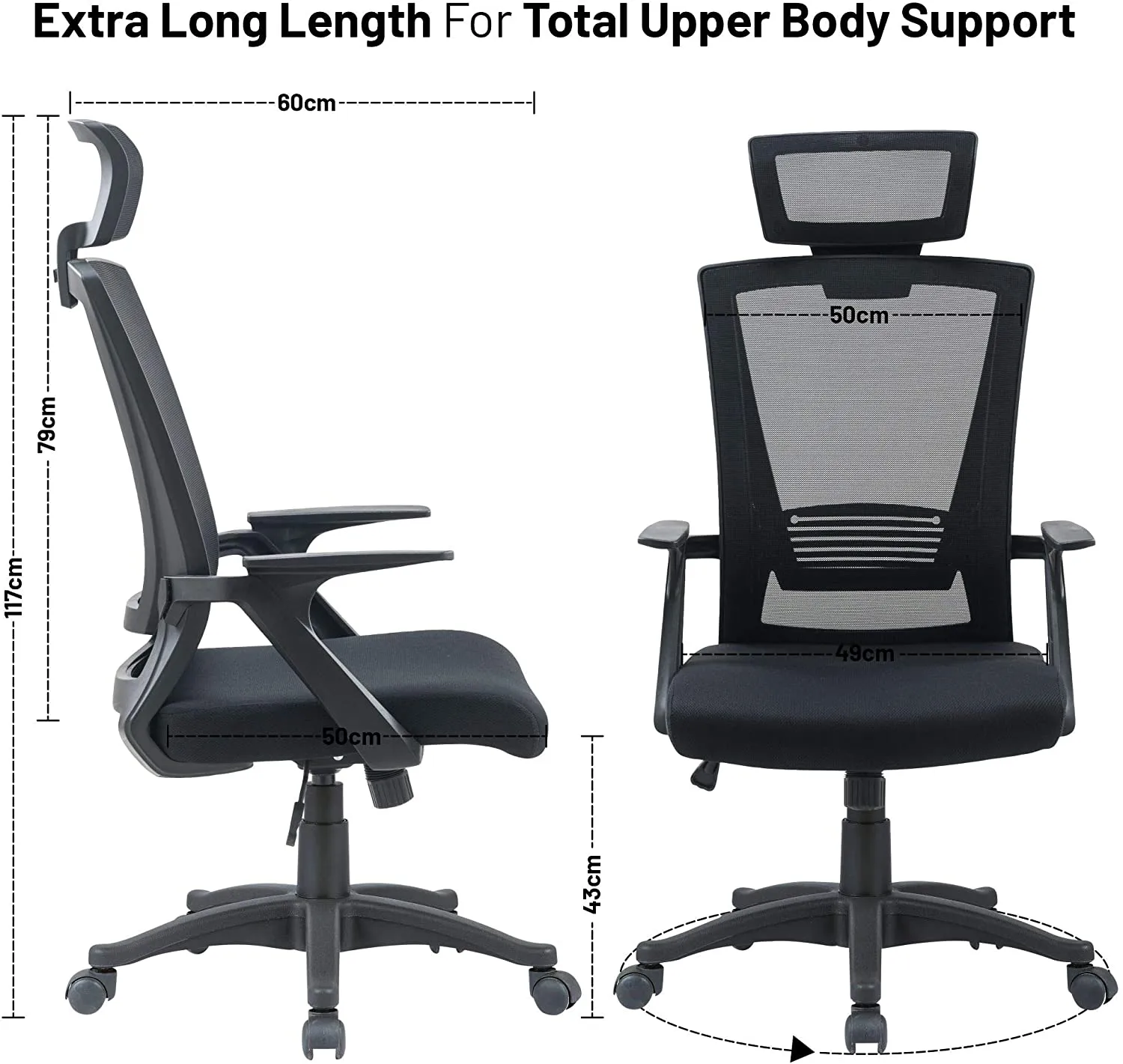 Olsen & Smith Ergonomic Mesh Office Desk Operator Chair Swivel PC Computer Office Chairs with Arms and Back Support for Home & Office Use for Adults Black