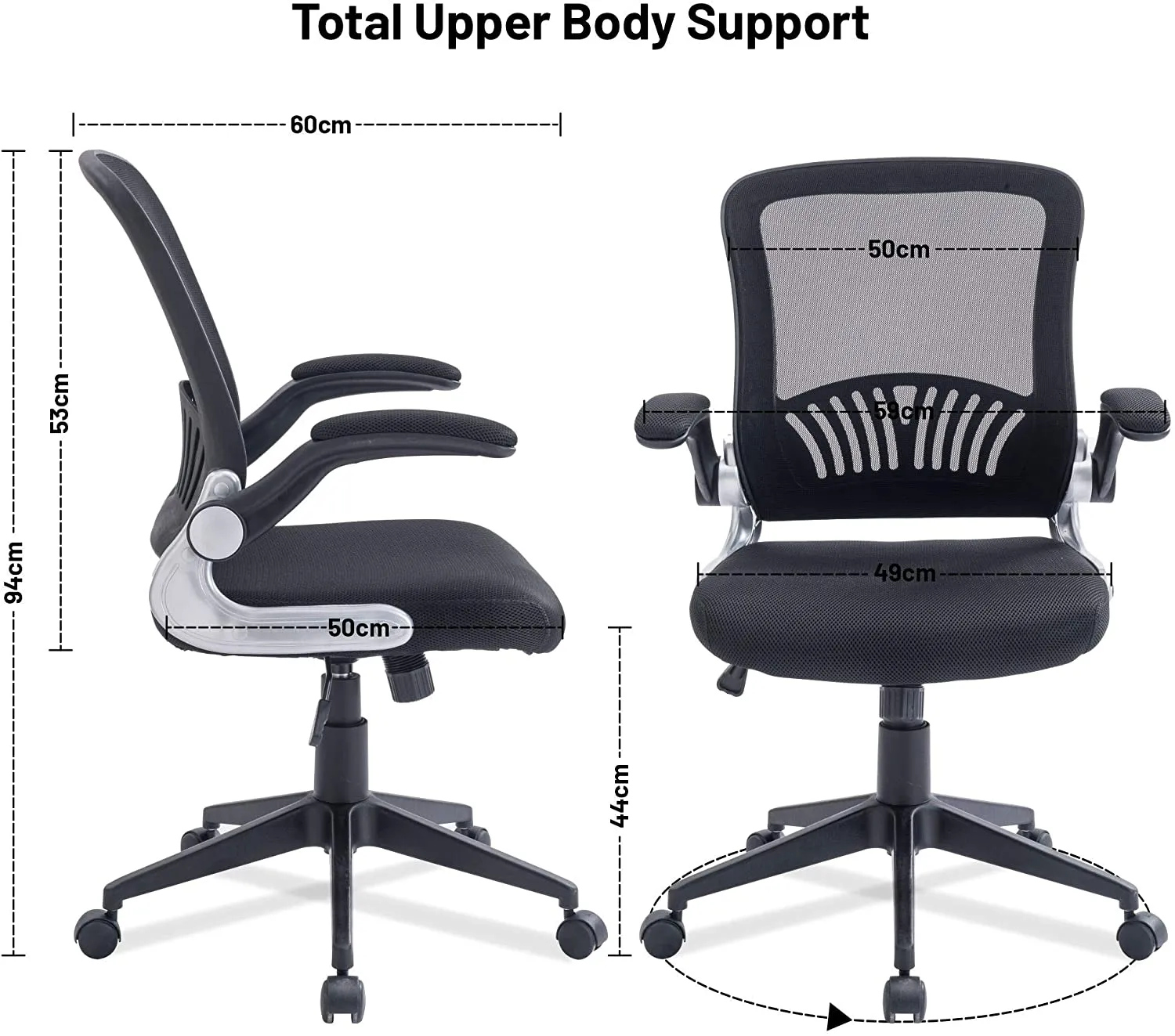Olsen & Smith Ergonomic Mesh Office Desk Operator Chair Swivel PC Computer Office Chairs with Arms and Back Support for Home & Office Use for Adults Black