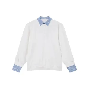 Patchwork Long-sleeve Polo Sweatshirt