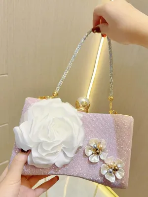 Pearl Flower Pink Tote Bag MNBF104