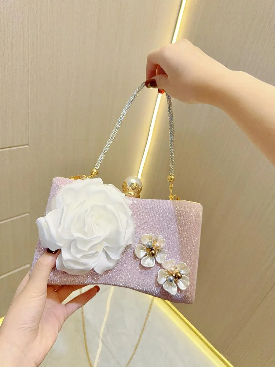 Pearl Flower Pink Tote Bag MNBF104