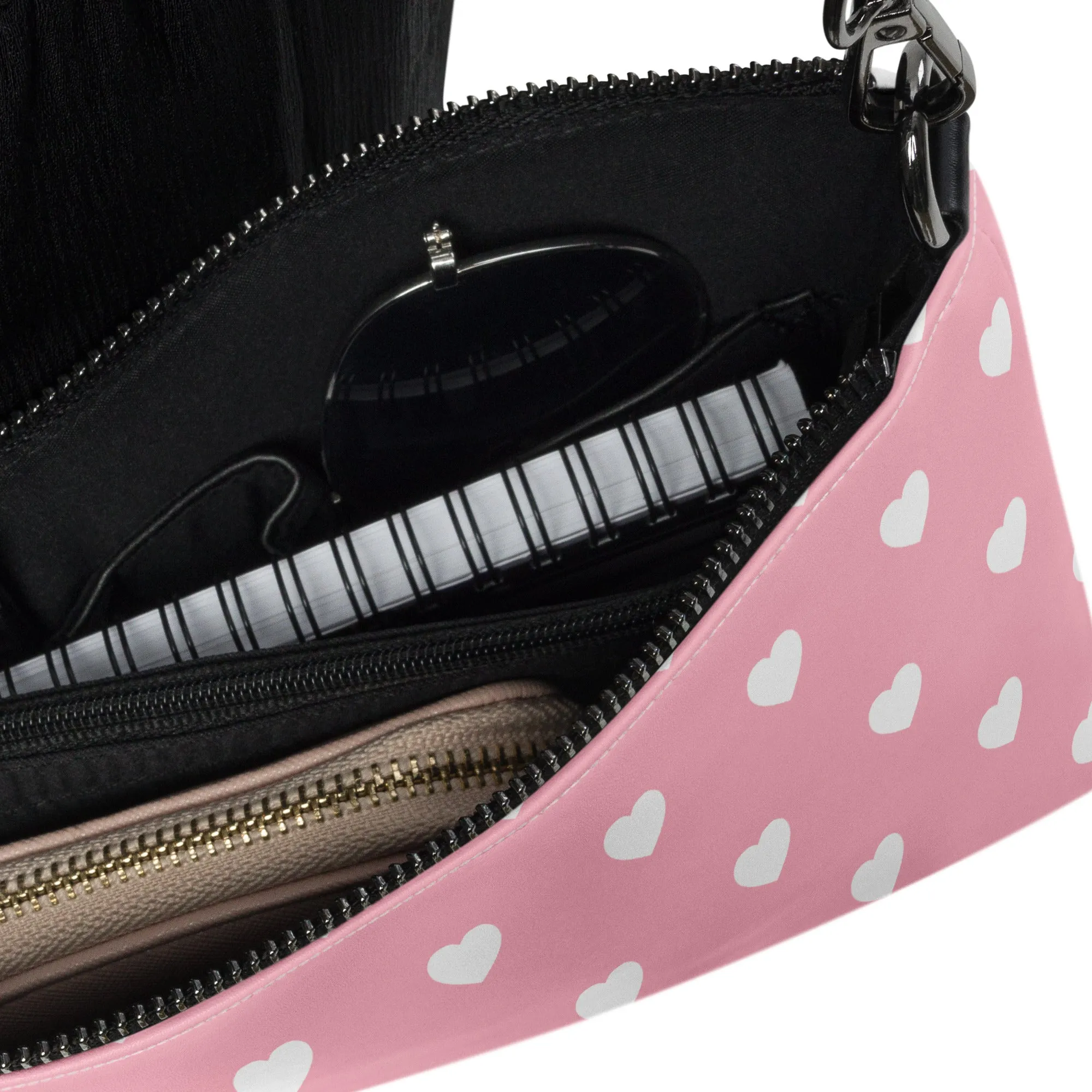 Pink & White Hearts Crossbody Bag
