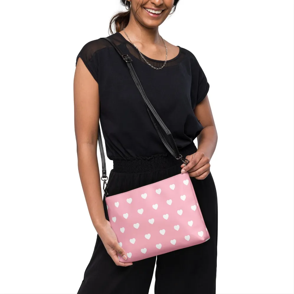 Pink & White Hearts Crossbody Bag
