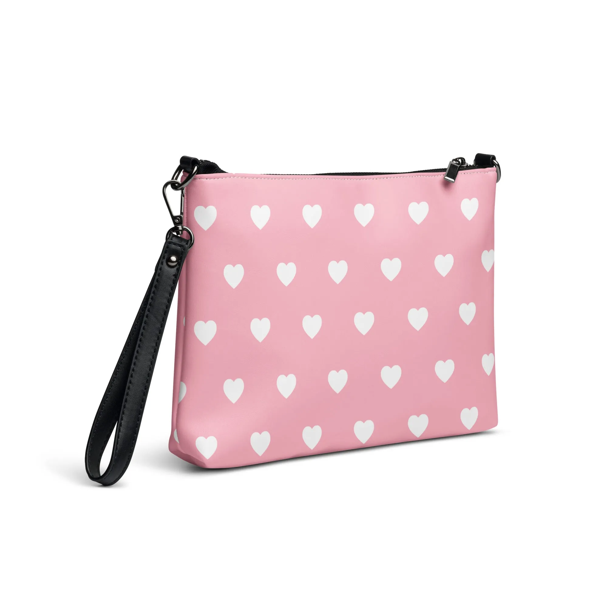 Pink & White Hearts Crossbody Bag