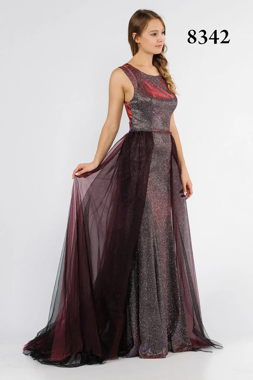 Poly USA 8342 Stylish Back Long Dress with Over-Skirt