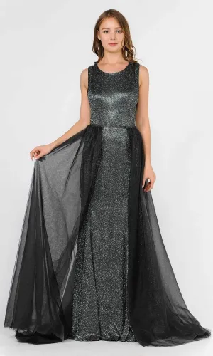 Poly USA 8342 Stylish Back Long Dress with Over-Skirt