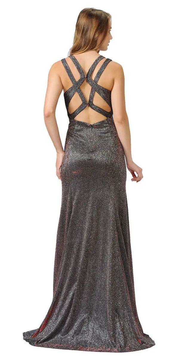 Poly USA 8342 Stylish Back Long Dress with Over-Skirt