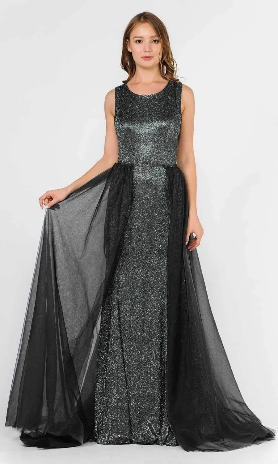 Poly USA 8342 Stylish Back Long Dress with Over-Skirt