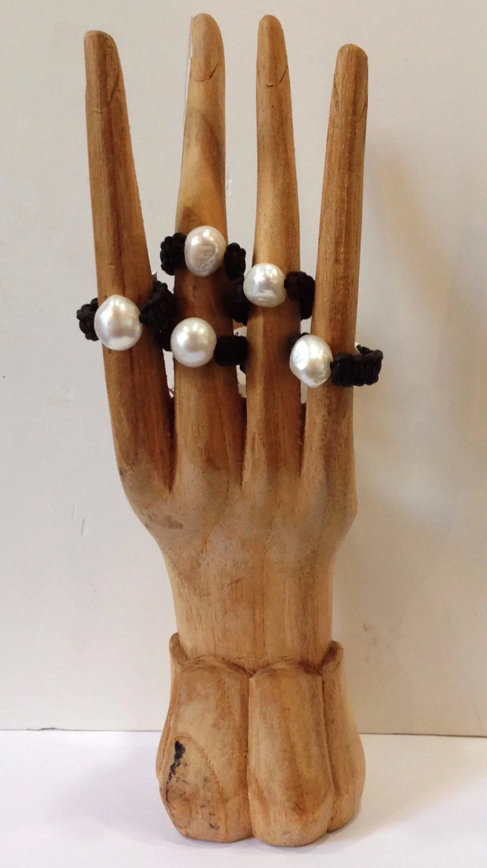"Klara's Ring" Freshwater Pearl and Leather Ring