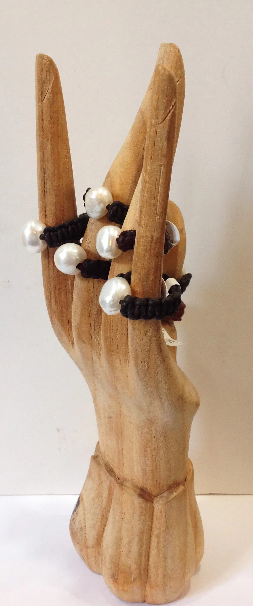 "Klara's Ring" Freshwater Pearl and Leather Ring